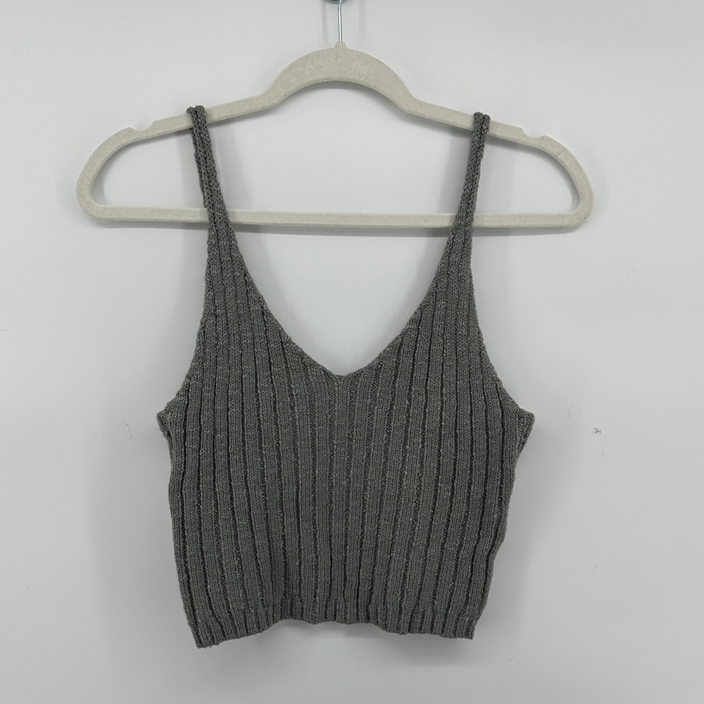VTG Y2K Causal‎ Festival Boho Charlotte Russe Charcoal Ribbed Camisole SzL